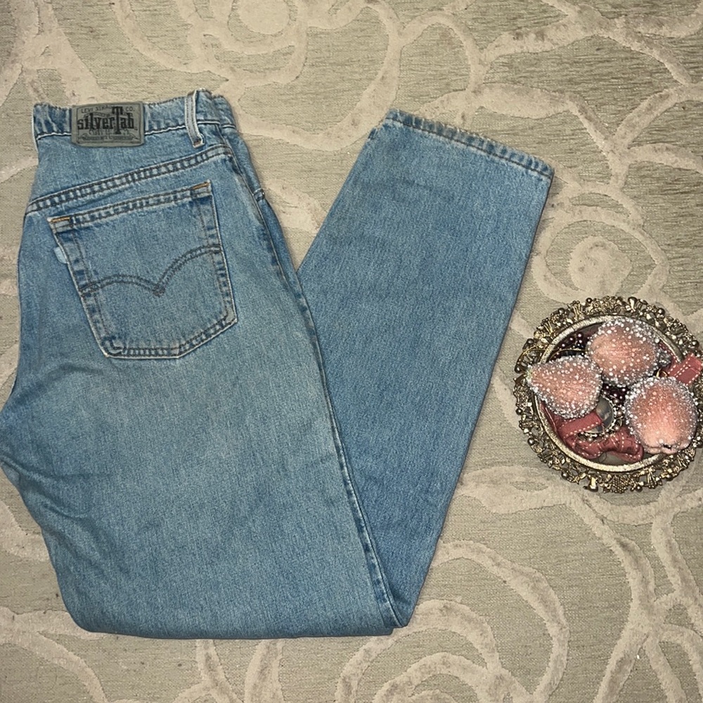 VINTAGE🌷LEVIS SILVERTAB🌷Loose 664 high front zip fly long length denim jean
